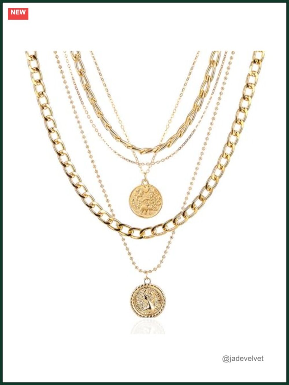 Layered Pirate Coin Pendant Necklace Snake Bone Chain Costume Jewelry